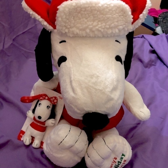 2015 Macy's Holiday Peanut's Snoopy Plush Stuffed Animal W/Sister Belle Clip 19” - Picture 3 of 12